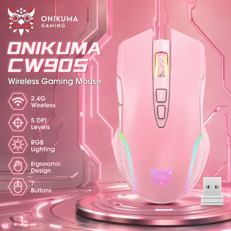 Pc Gaming Pink - ONIKUMA CW905 Wireless/Wire Gaming Mouse 3600