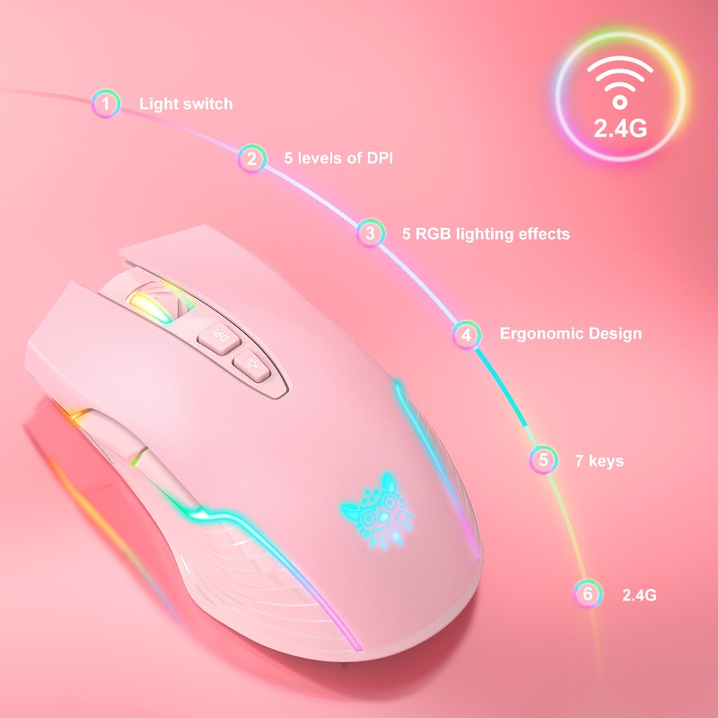 ONIKUMA CW905 Wireless/Wire Ga - Pc Gaming Pink ulasan dan harga